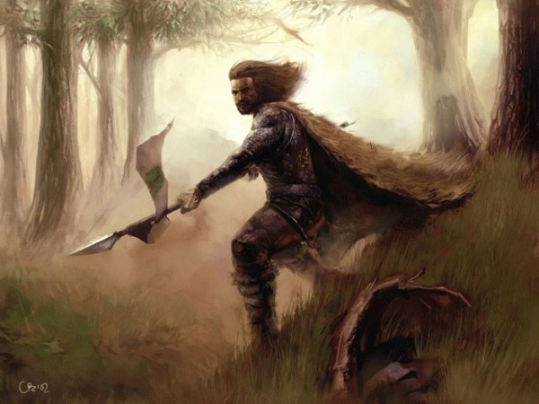 Vemos aun hombre que lleva una lanza en su mano